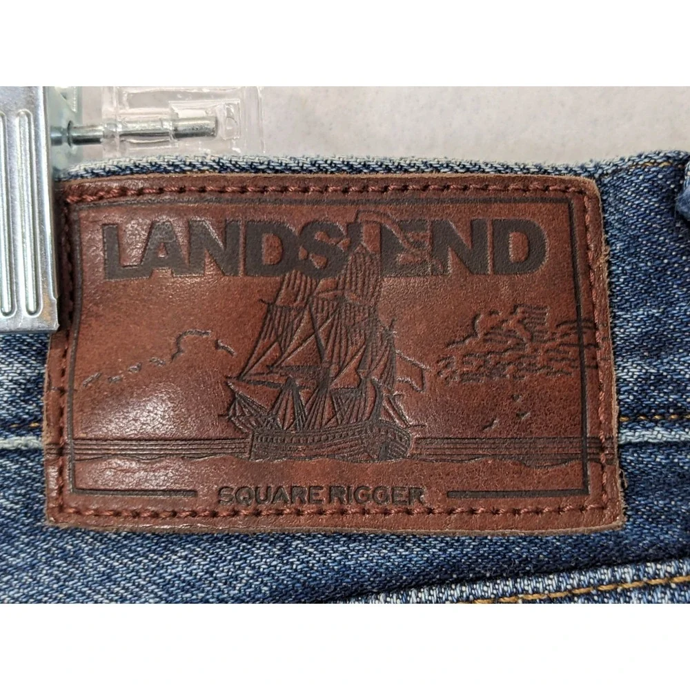 Lands End Square Rigger Mens Jeans Size 40 x 28.5 Traditional Fit Cotton Blue
